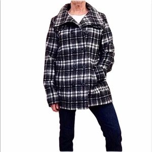 Hurley Winchester double breasted 3/4 length hooded button up pocketed coat